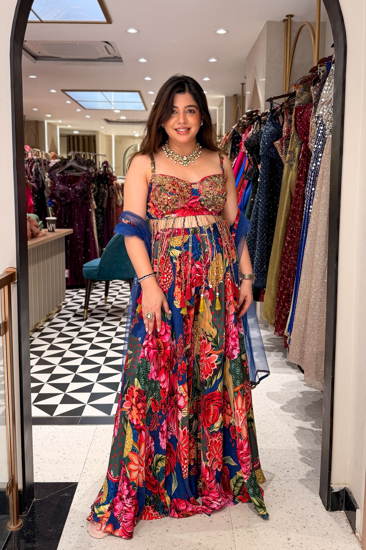 Pratha Floral Embroidered Garara Set