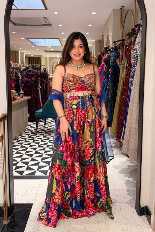 Pratha Floral Embroidered Garara Set