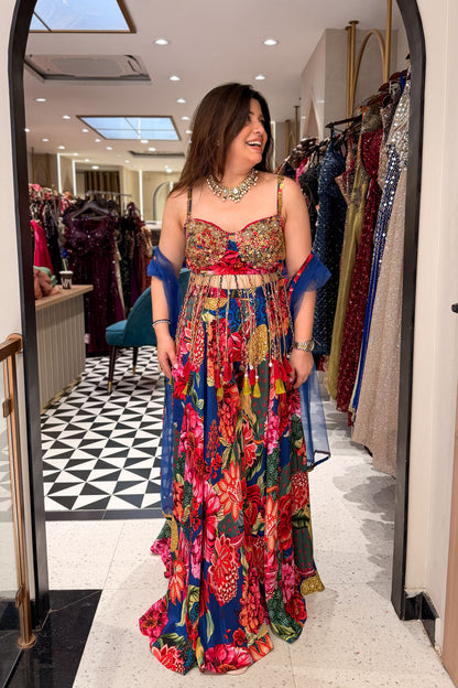 Pratha Floral Embroidered Garara Set
