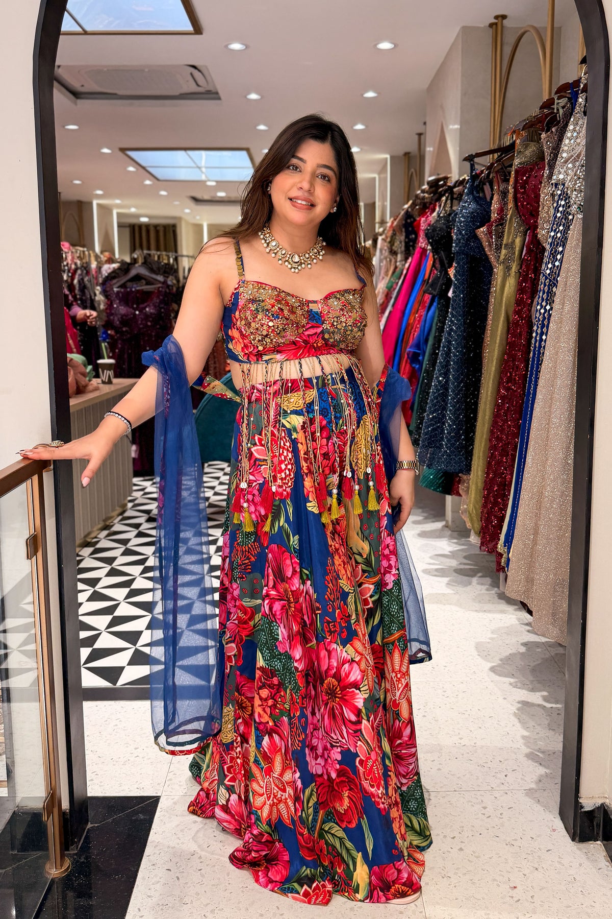 Pratha Floral Embroidered Garara Set