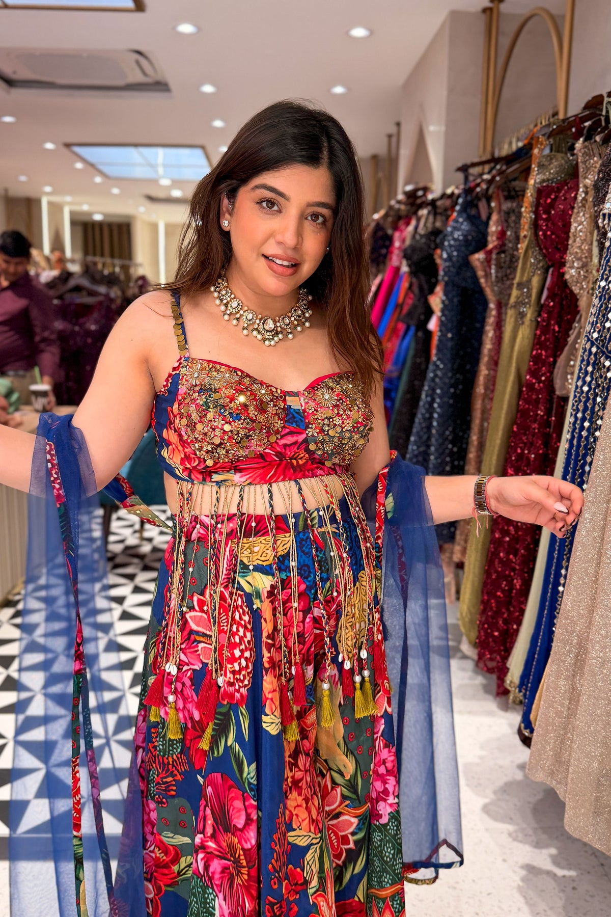 Pratha Floral Embroidered Garara Set