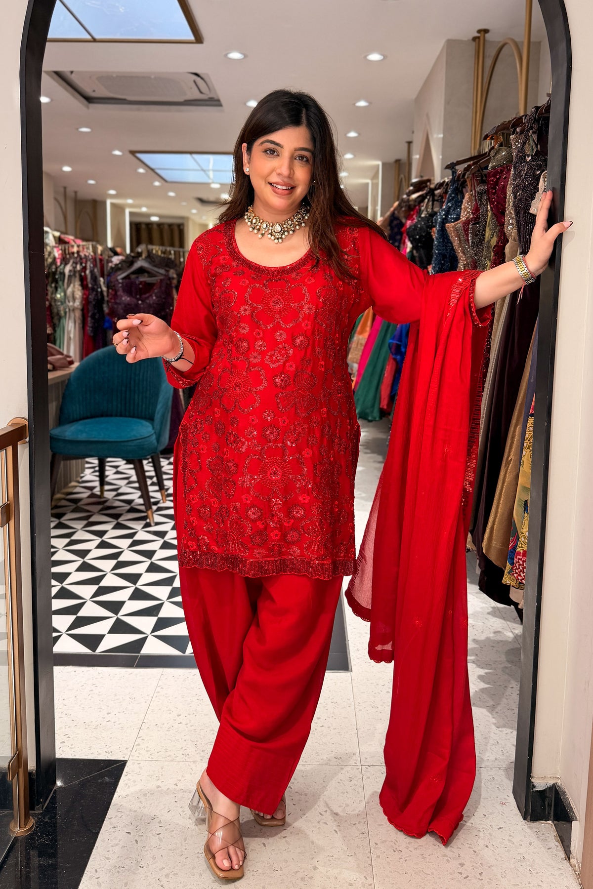 Smiti Sequin Embroidered Suit Set