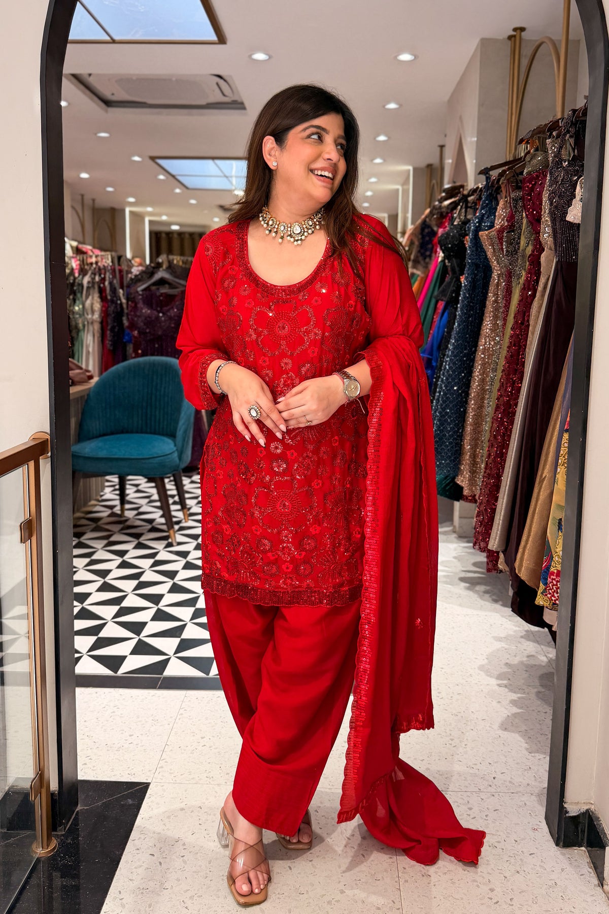 Smiti Sequin Embroidered Suit Set