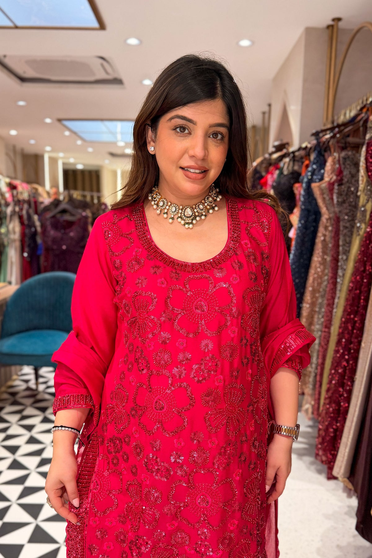 Smiti Sequin Embroidered Suit Set