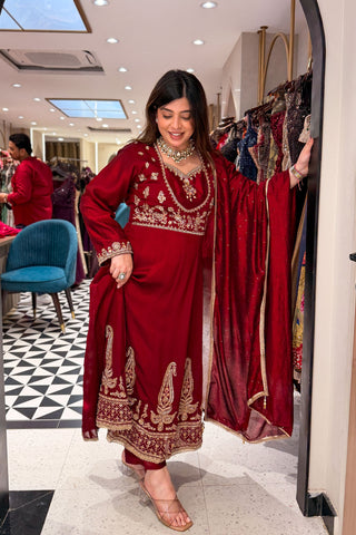 Sumera Hand Embroidered Anarkali Suit Set