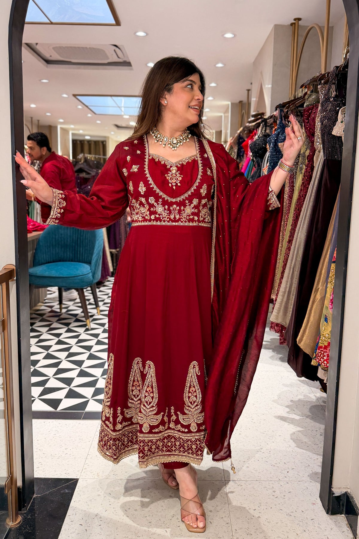 Sumera Hand Embroidered Anarkali Suit Set