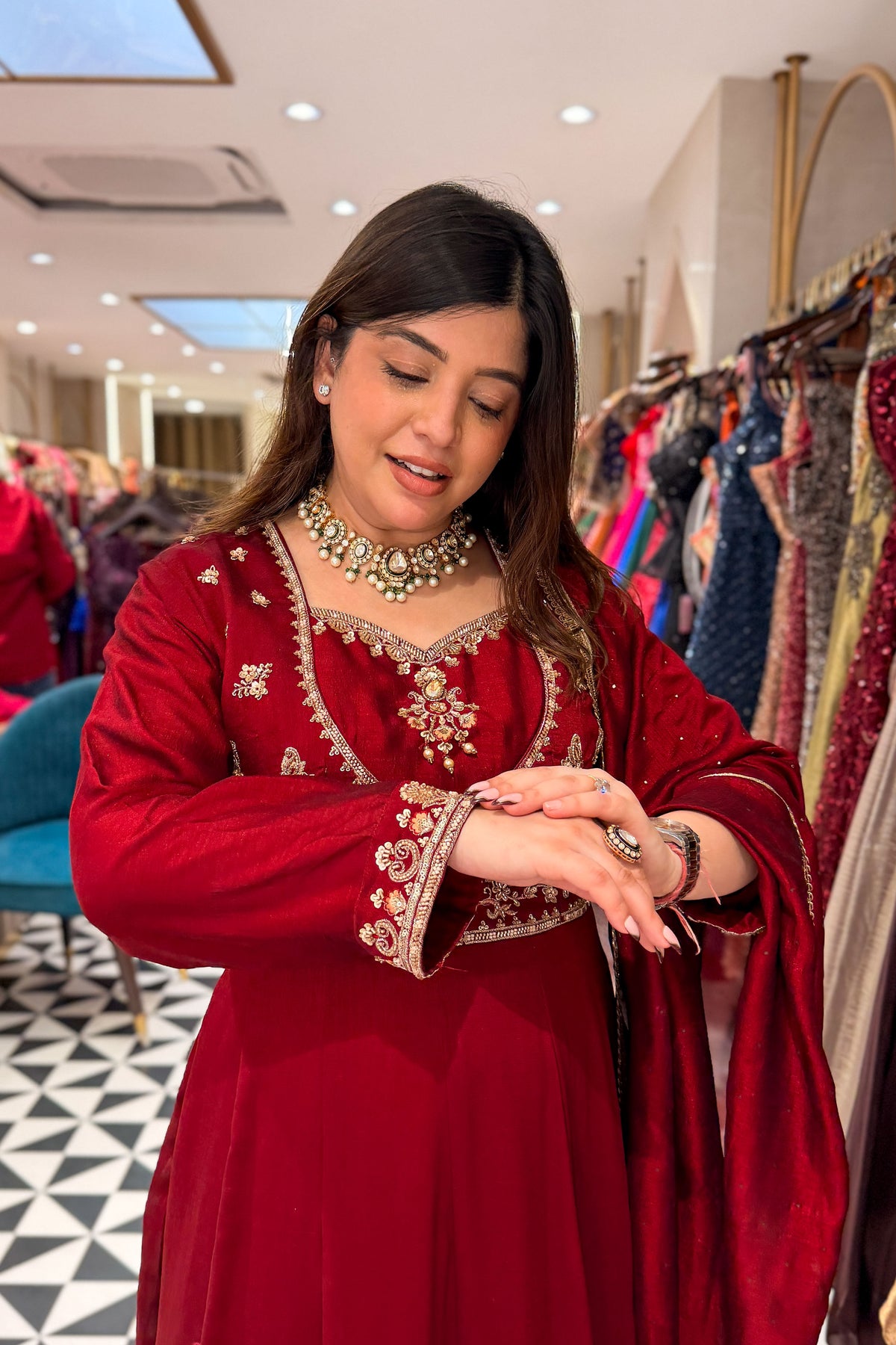 Sumera Hand Embroidered Anarkali Suit Set