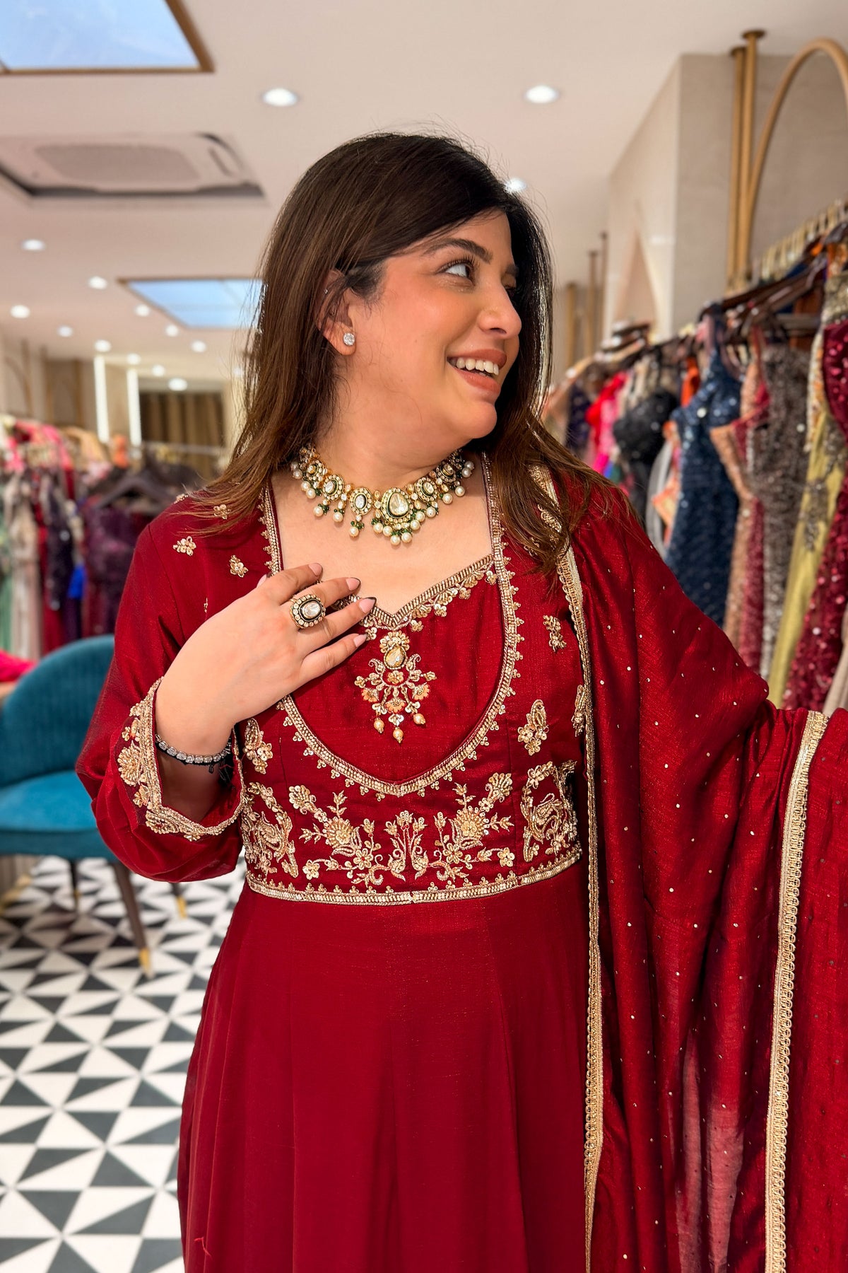 Sumera Hand Embroidered Anarkali Suit Set