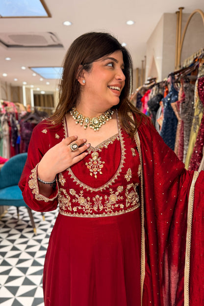 Sumera Hand Embroidered Anarkali Suit Set
