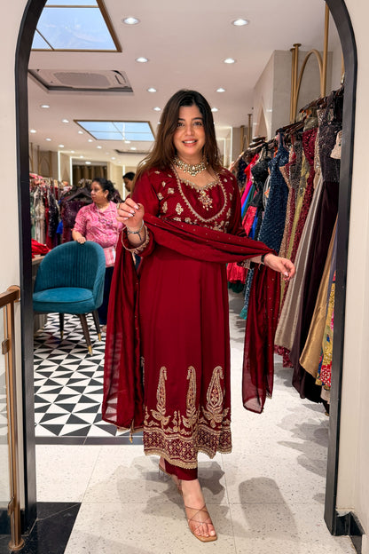 Sumera Hand Embroidered Anarkali Suit Set