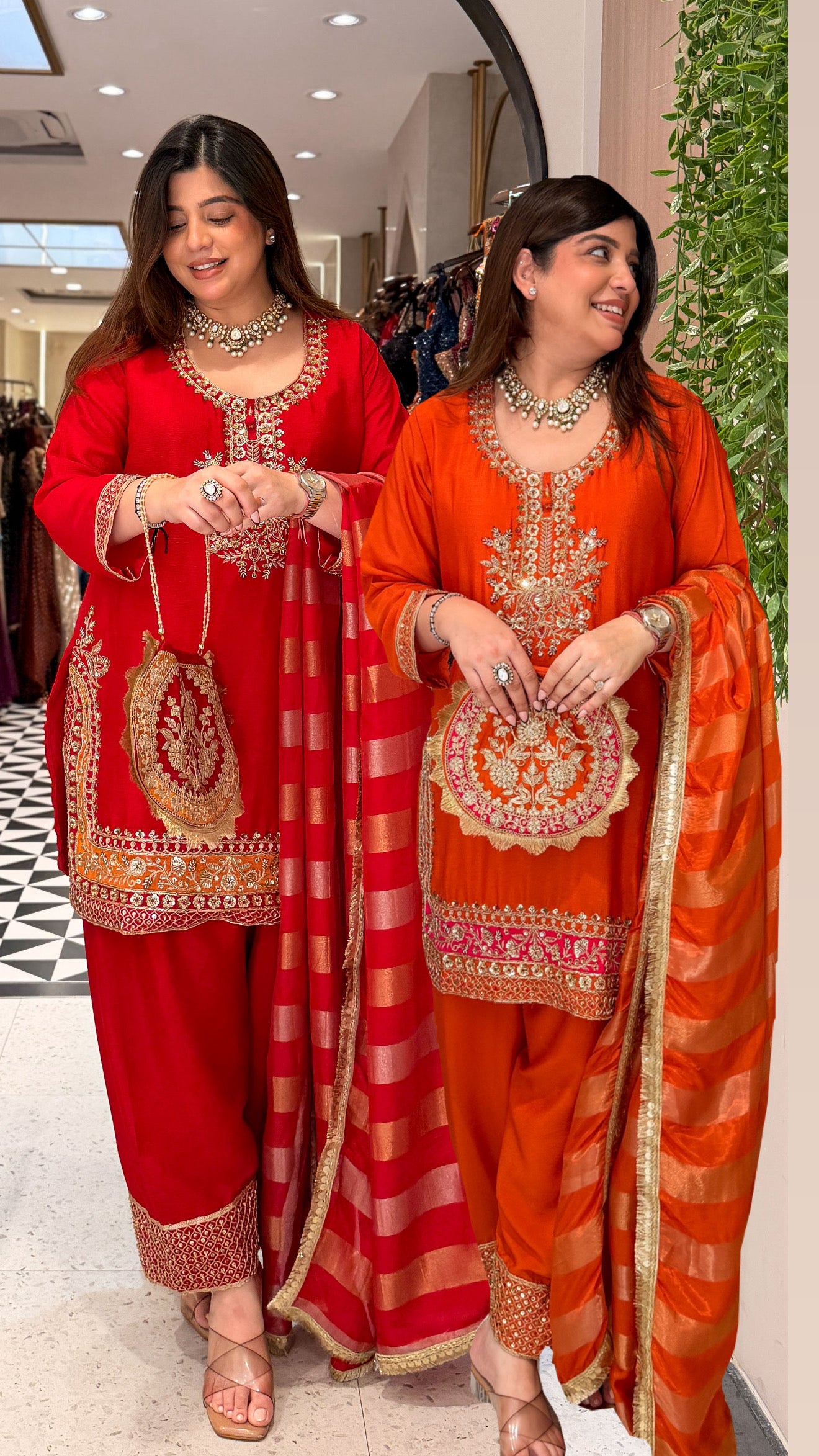 Namraa Embroidered Suit Set with Potli