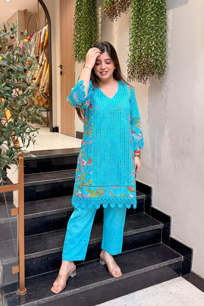 Kaisha Schiffli Embroidered Co ord Set