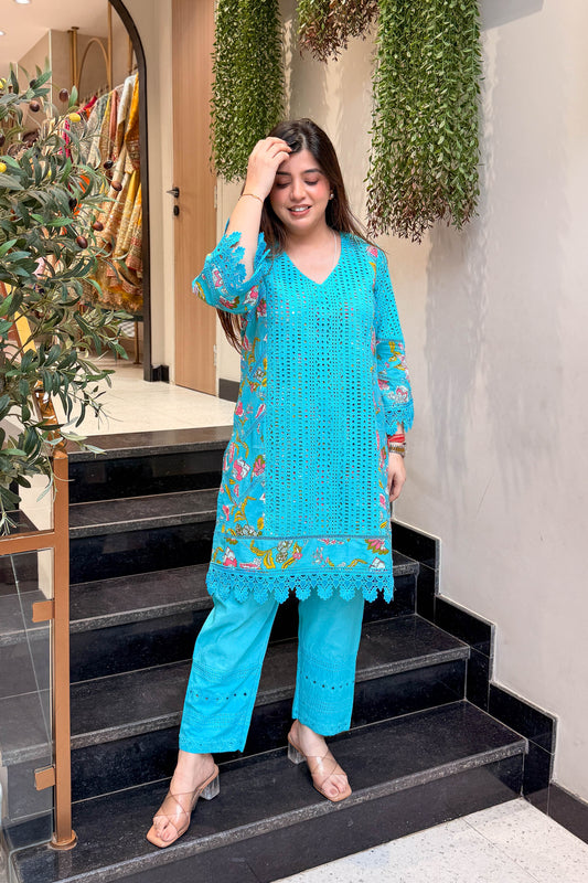 Kaisha Schiffli Embroidered Co ord Set