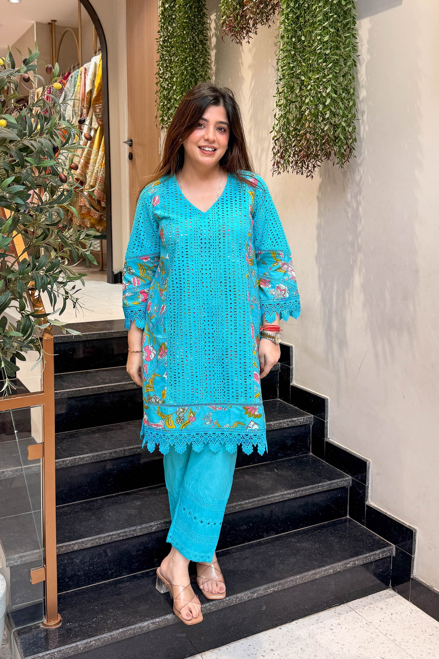 Kaisha Schiffli Embroidered Co ord Set