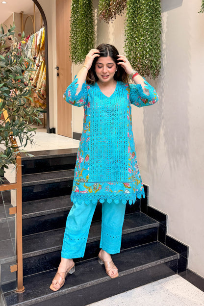 Kaisha Schiffli Embroidered Co ord Set