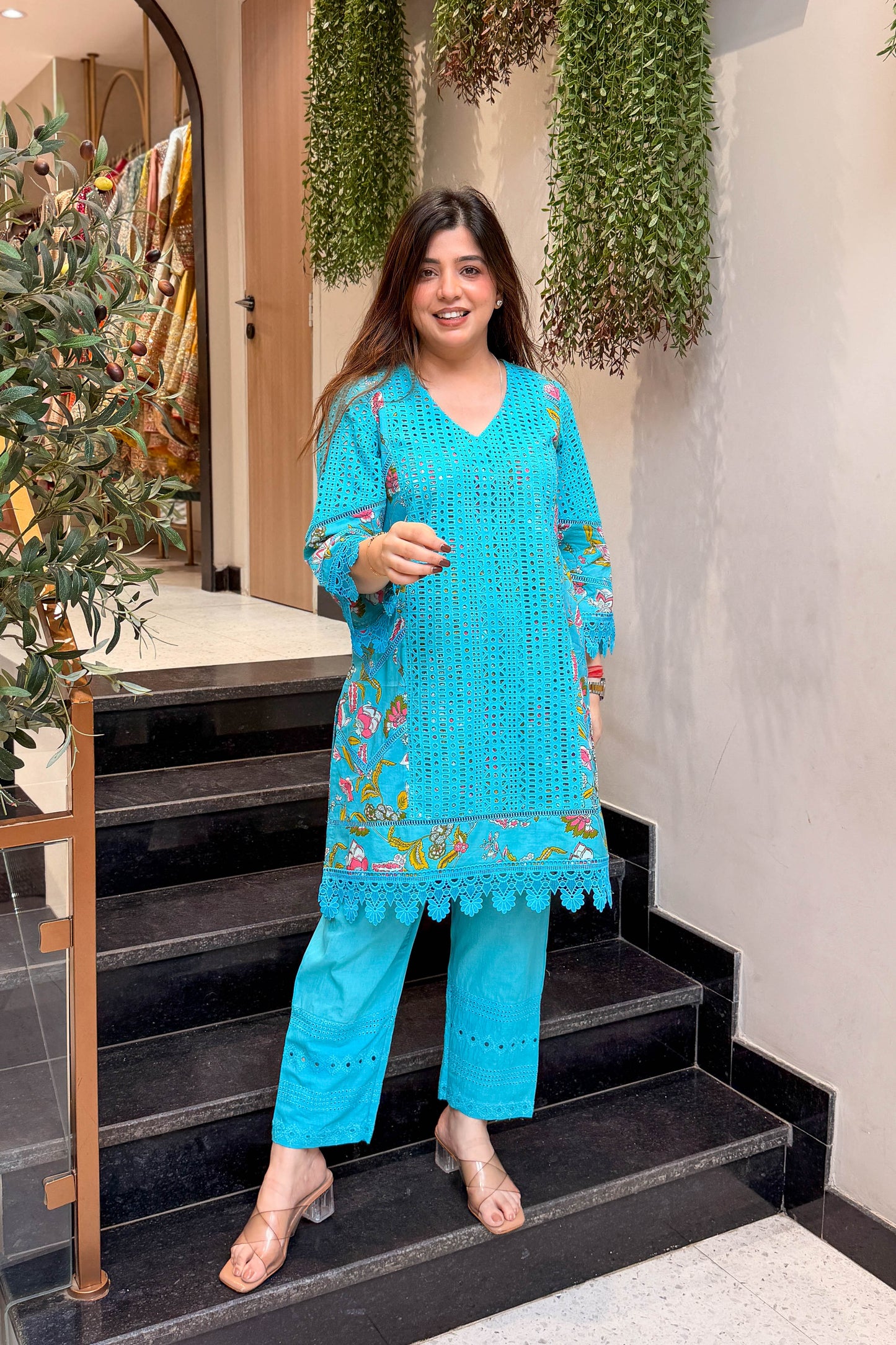 Kaisha Schiffli Embroidered Co ord Set