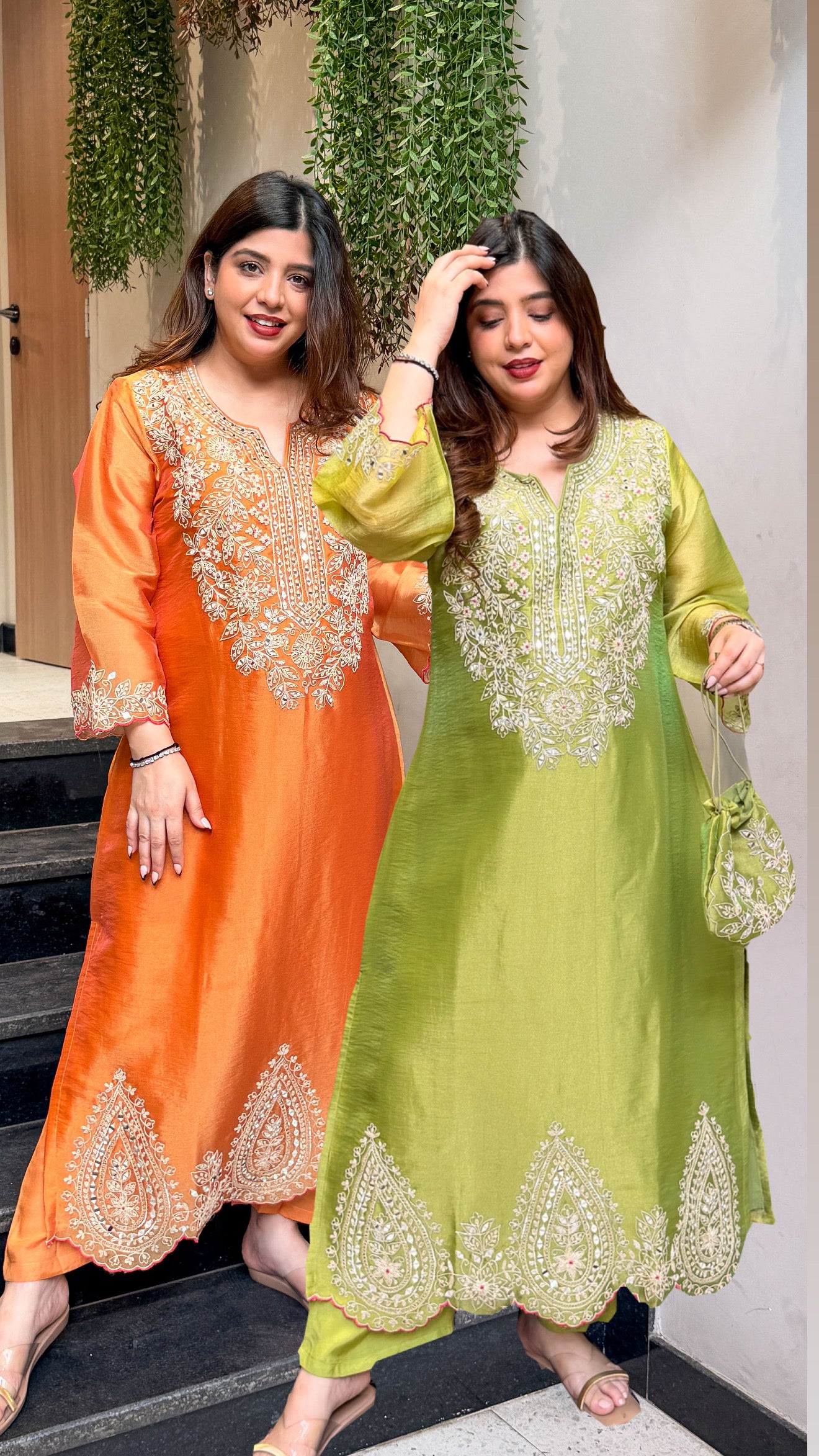 Ramila Embroidered Co ord Set with Potli