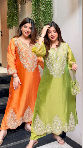 Ramila Embroidered Co ord Set with Potli