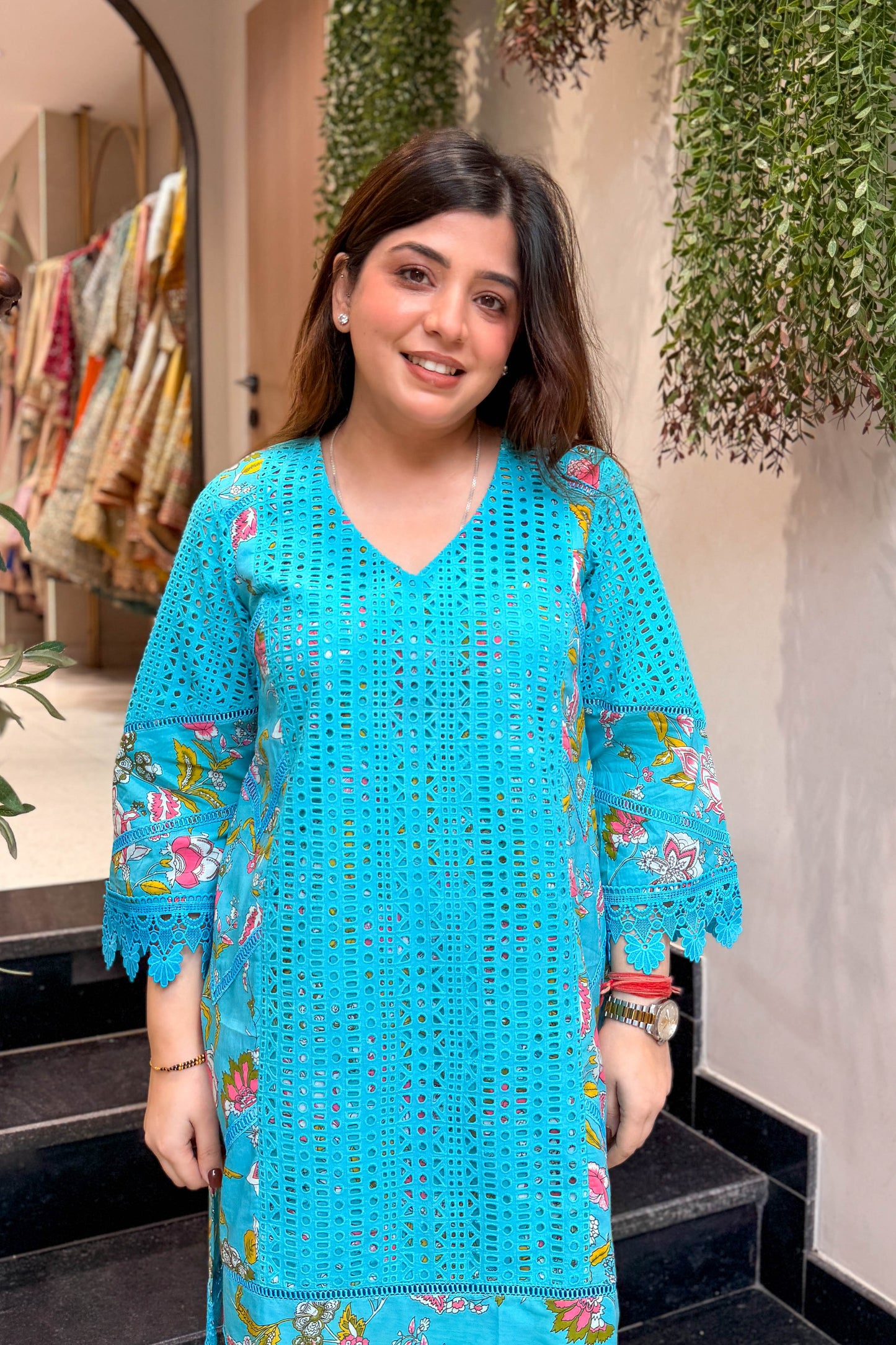 Kaisha Schiffli Embroidered Co ord Set