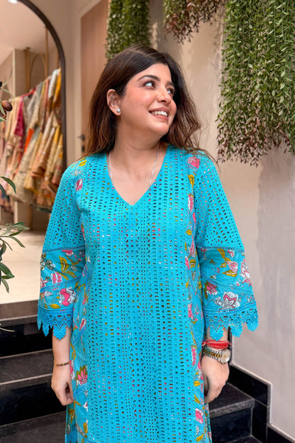 Kaisha Schiffli Embroidered Co ord Set