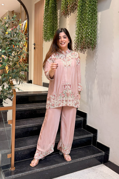 Yanisha Floral Embroidered Co ord Set