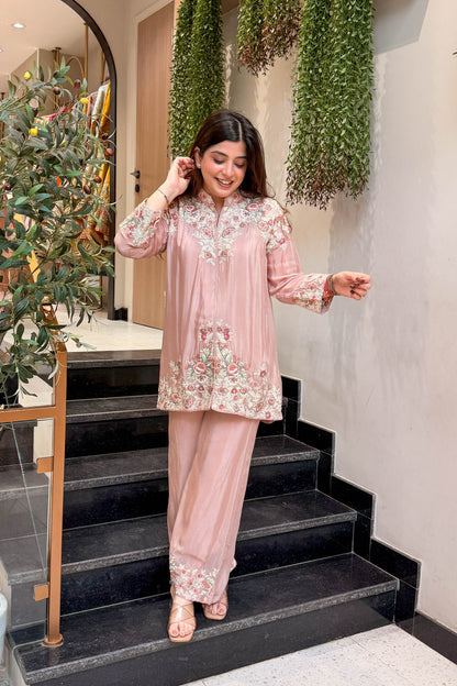 Yanisha Floral Embroidered Co ord Set