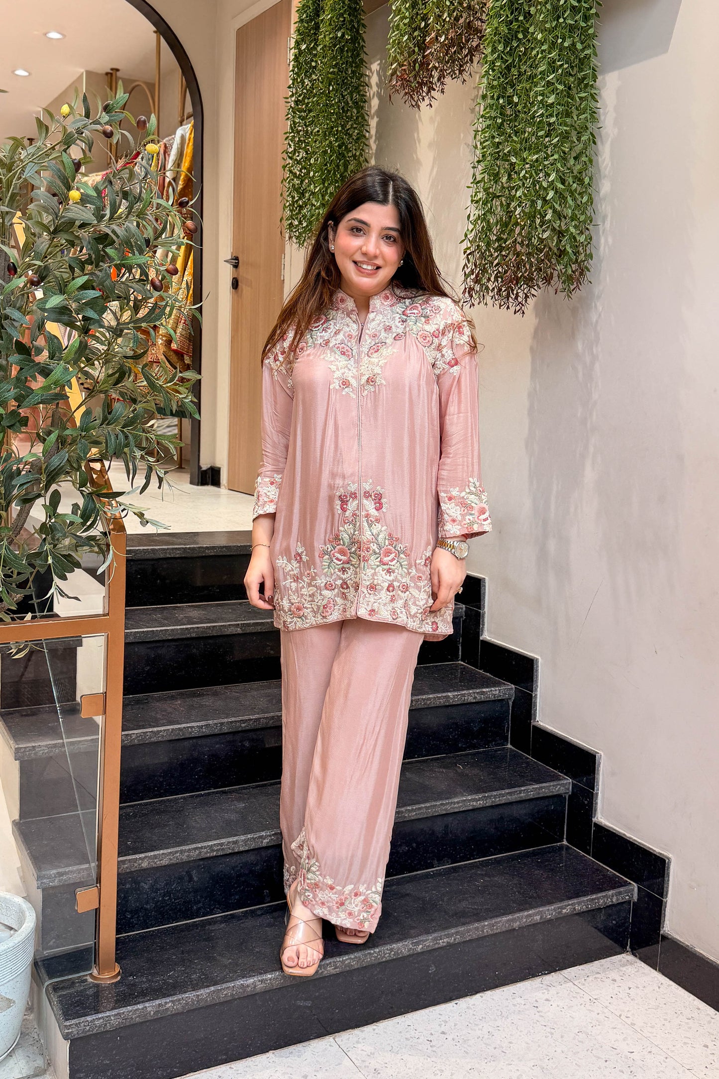 Yanisha Floral Embroidered Co ord Set