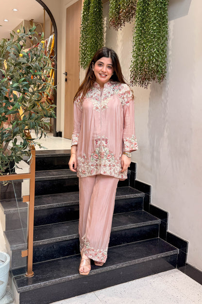 Yanisha Floral Embroidered Co ord Set
