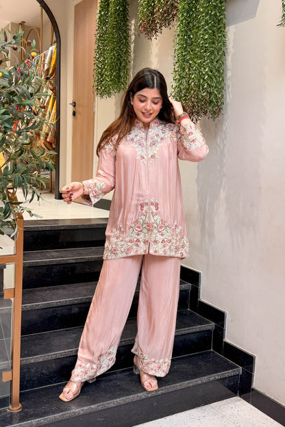 Yanisha Floral Embroidered Co ord Set