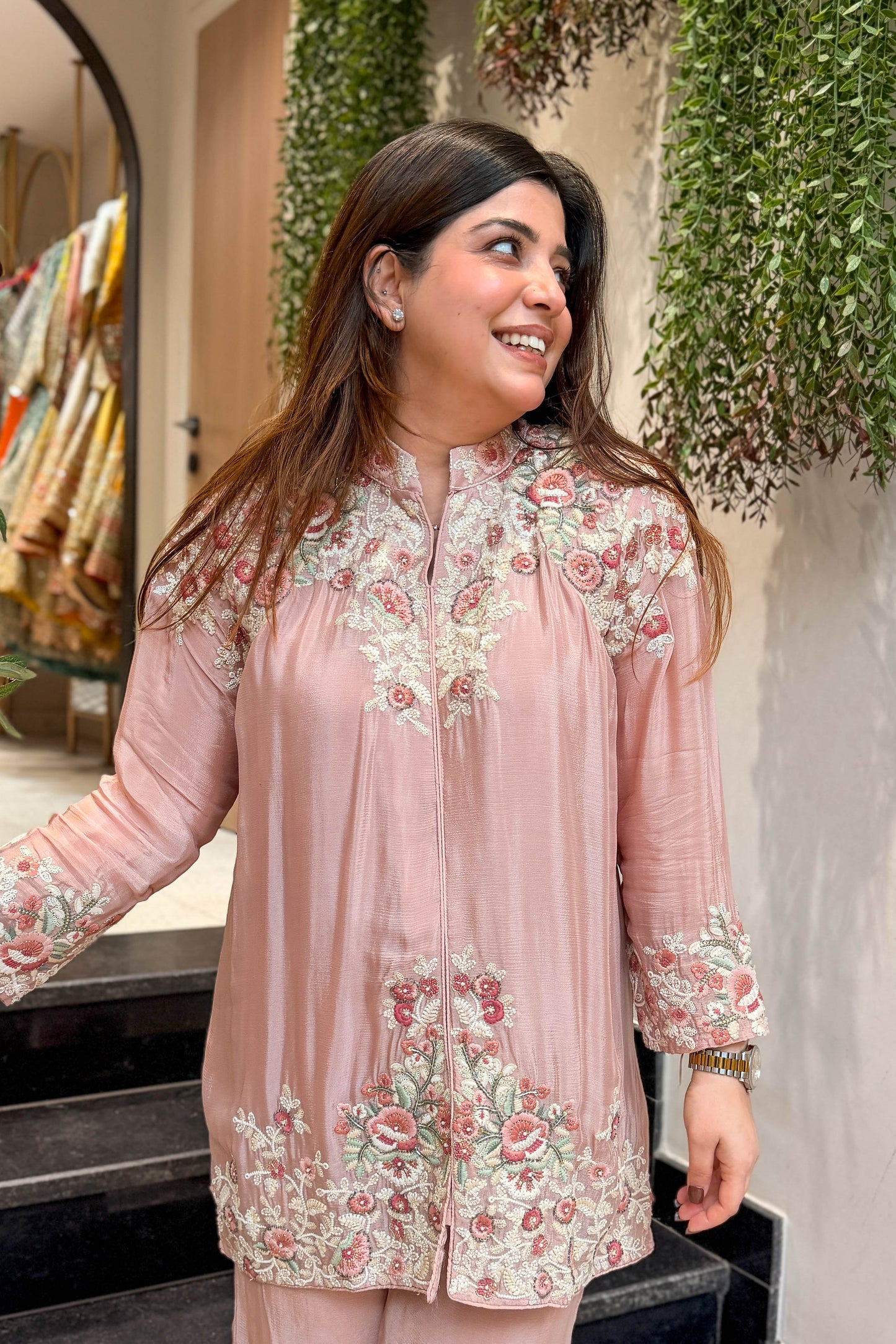 Yanisha Floral Embroidered Co ord Set