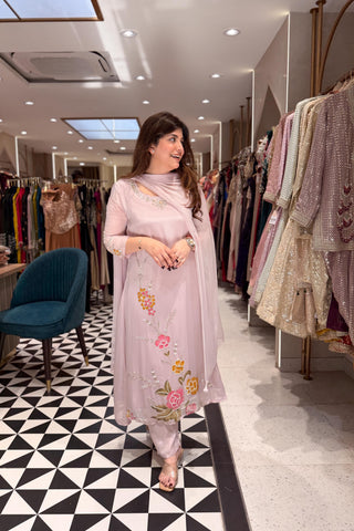 Zimal Hand Painted Embroidered Suit Set