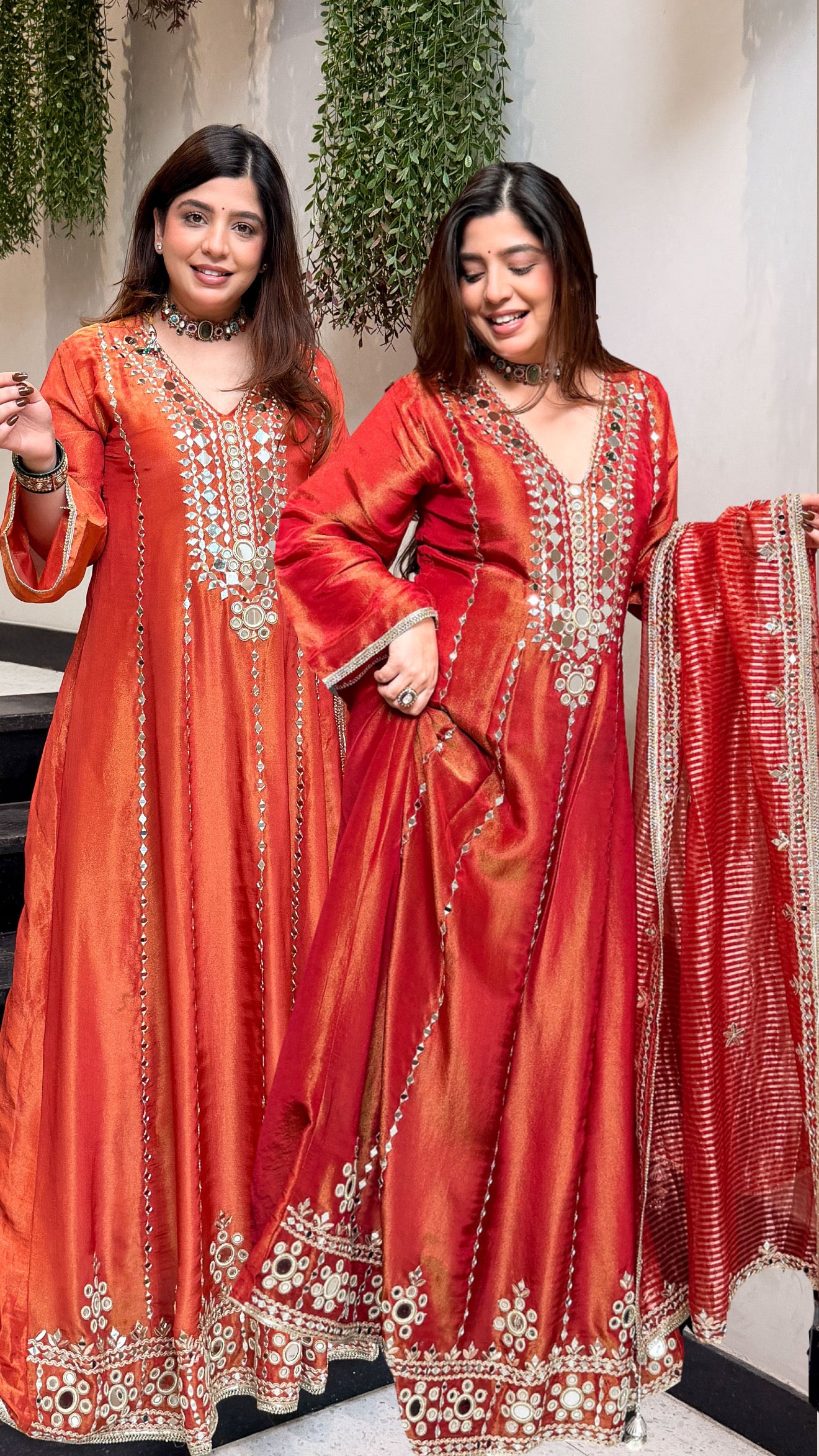 Suneha Mirror Embroidered Anarkali with Dupatta