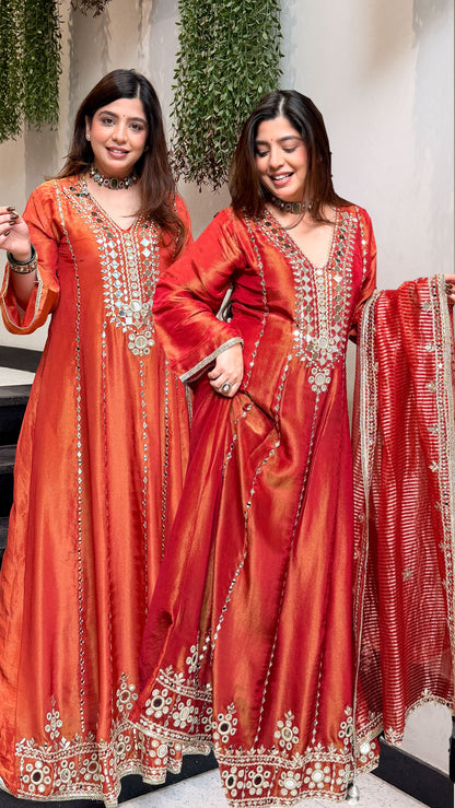 Suneha Mirror Embroidered Anarkali with Dupatta