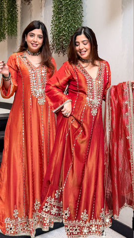 Suneha Mirror Embroidered Anarkali with Dupatta