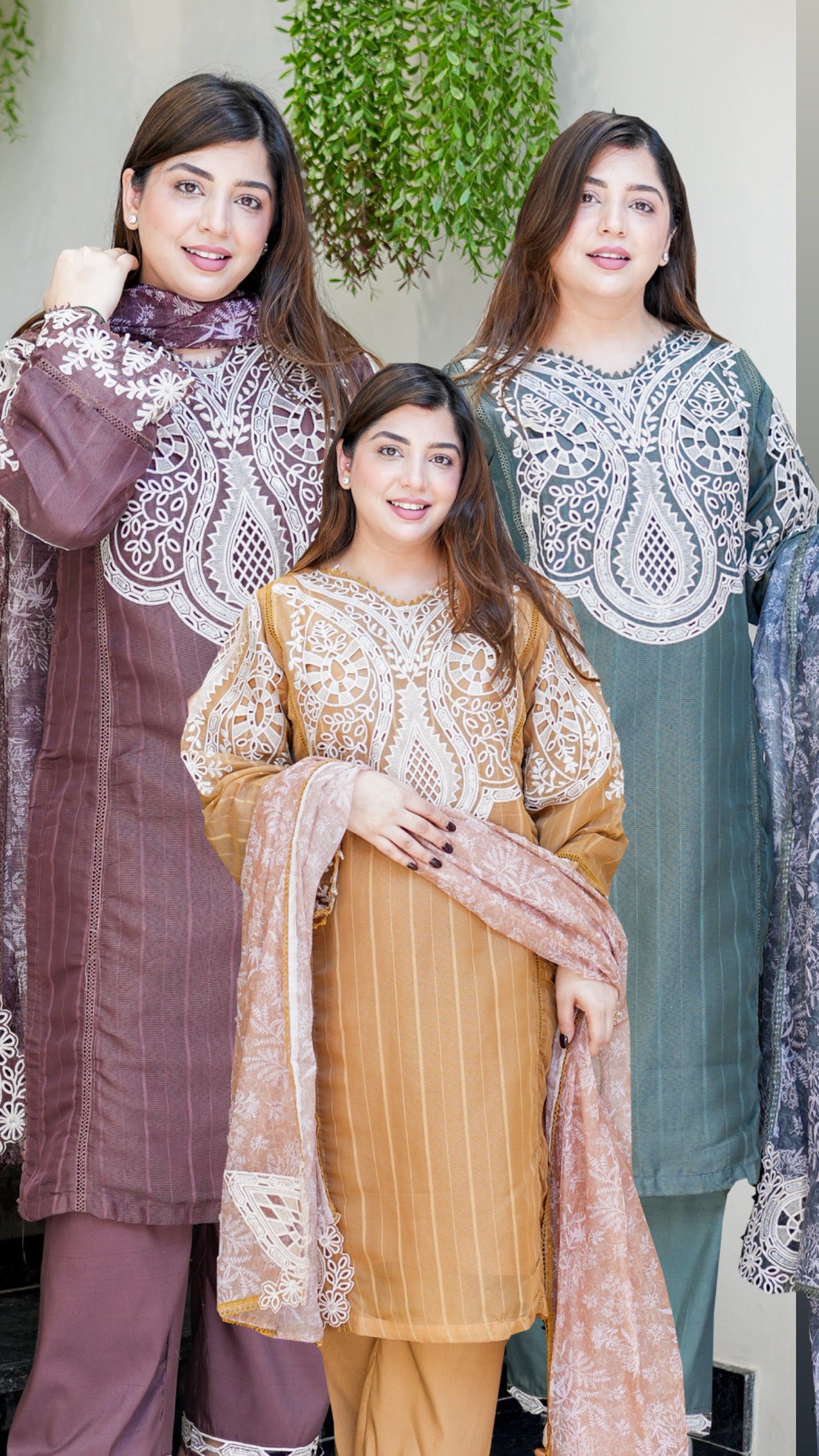Sabeen Schiffli Embroidered Suit Set