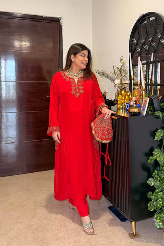 Raneem Embroidered Co ord Set with Potli