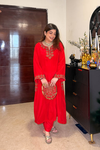 Raneem Embroidered Co ord Set with Potli