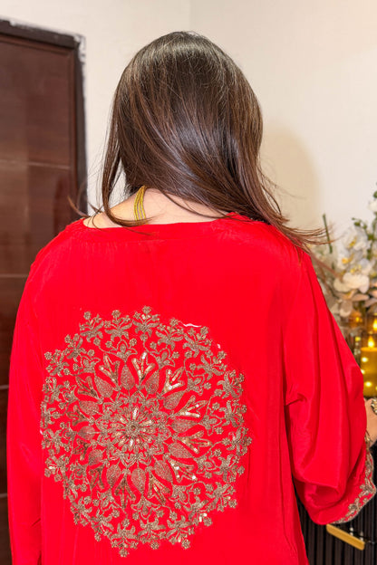 Raneem Embroidered Co ord Set with Potli