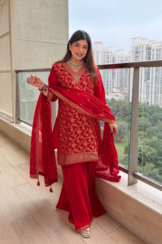 Rivika Brocade Embroidered Suit Set