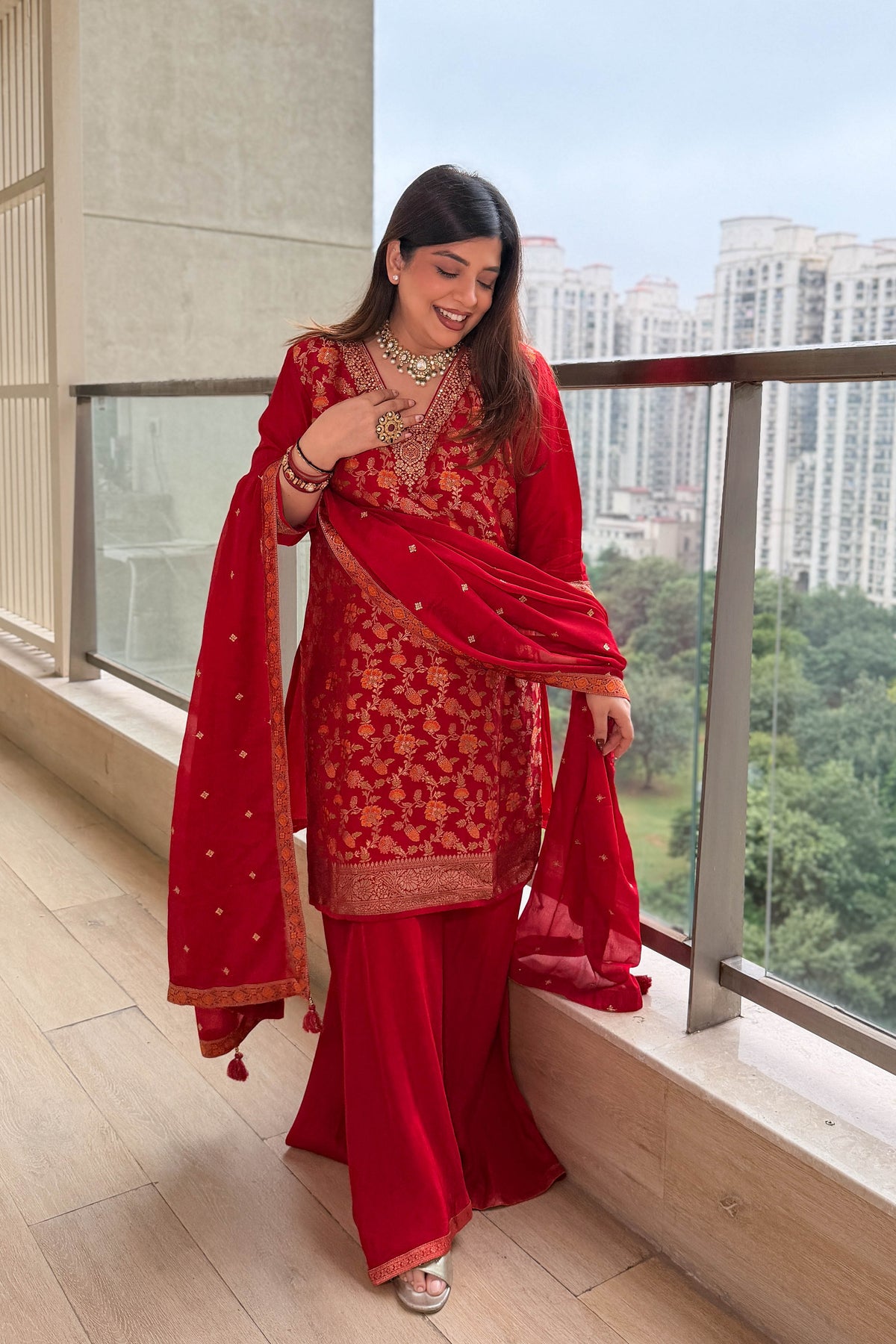 Rivika Brocade Embroidered Suit Set