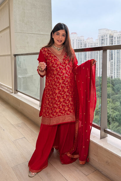 Rivika Brocade Embroidered Suit Set