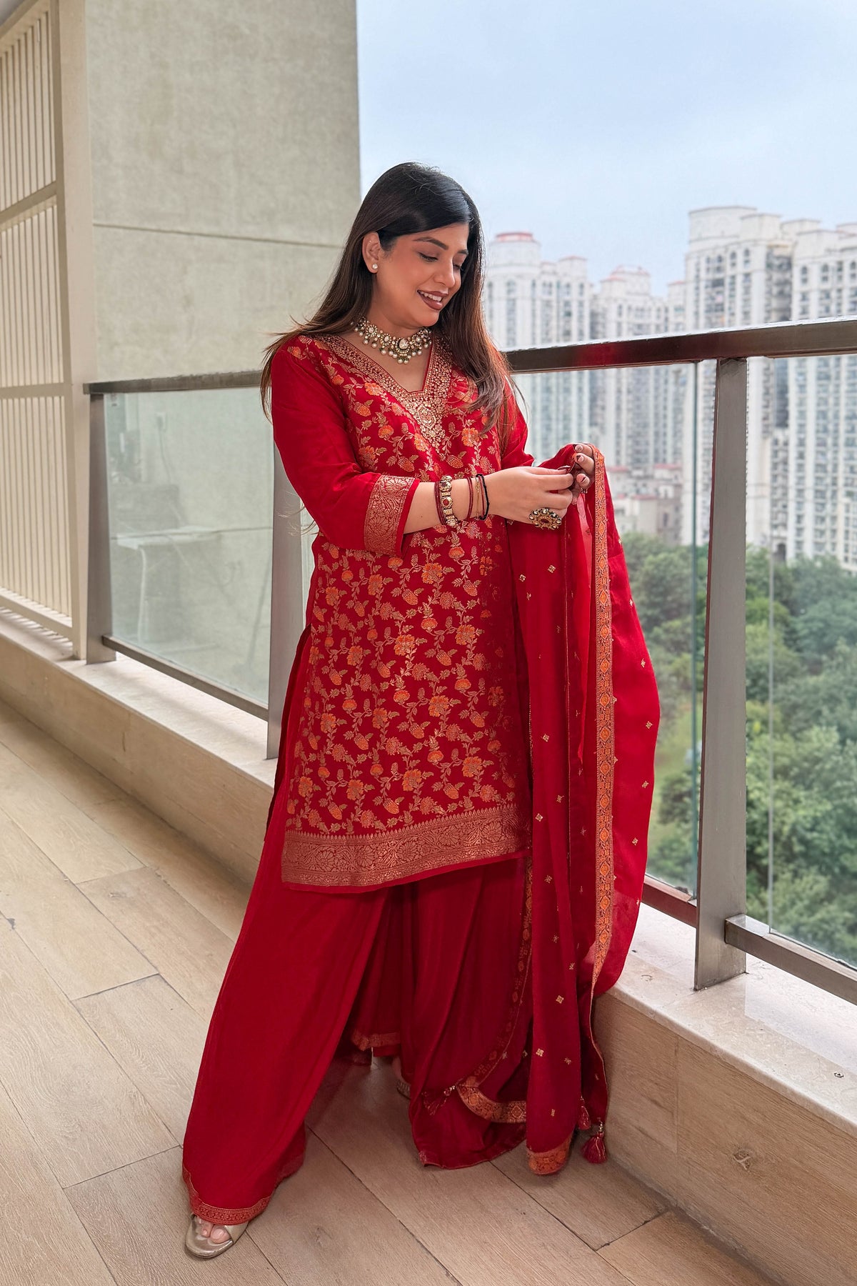 Rivika Brocade Embroidered Suit Set