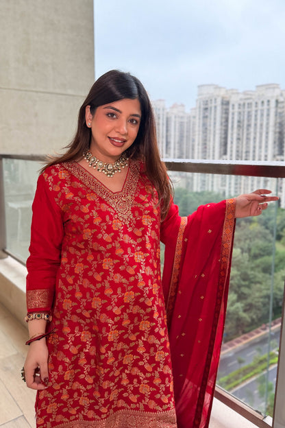Rivika Brocade Embroidered Suit Set