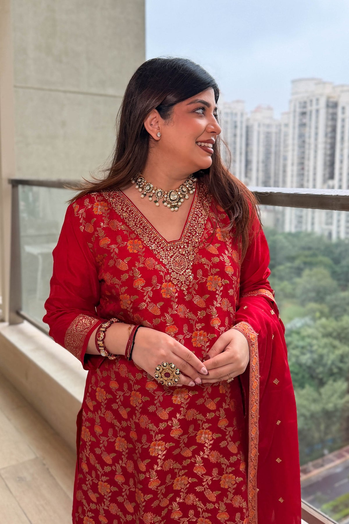 Rivika Brocade Embroidered Suit Set