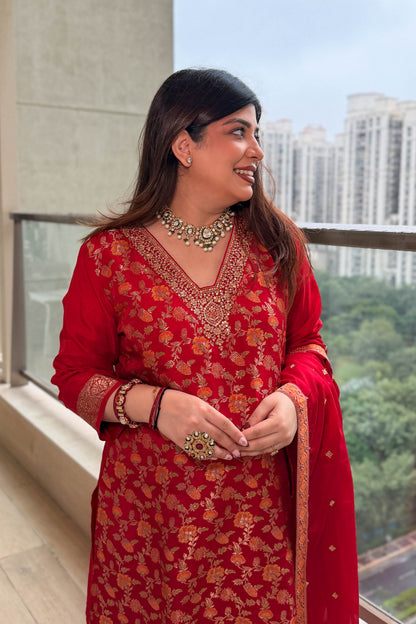 Rivika Brocade Embroidered Suit Set