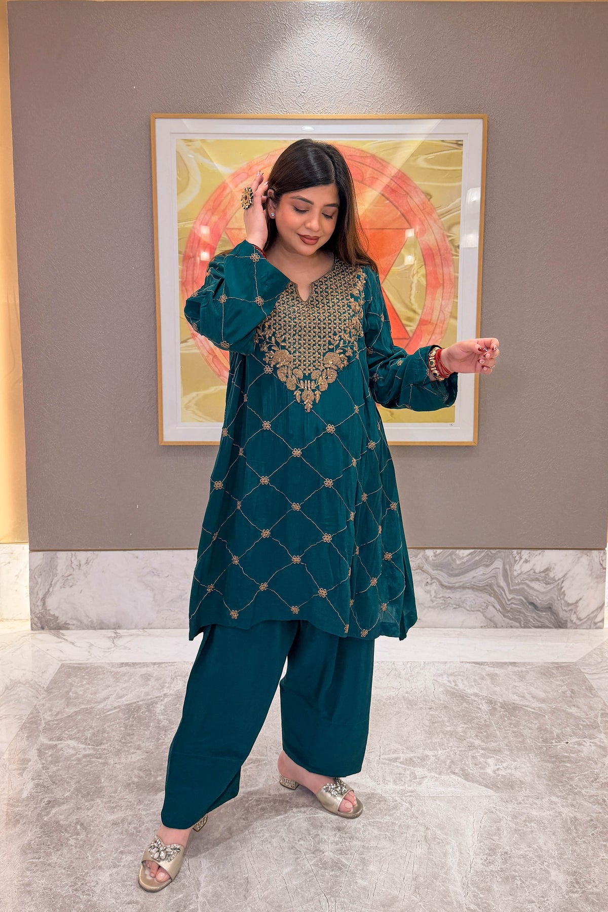Humna Hand Embroidered Co ord Set