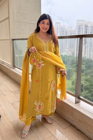 Arjani Floral Embroidered Long Suit Set