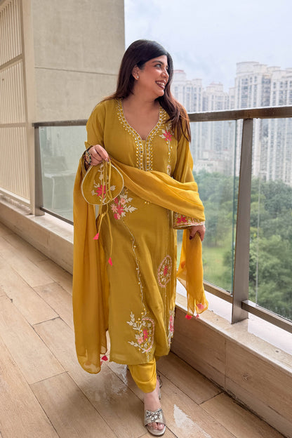 Arjani Floral Embroidered Long Suit Set