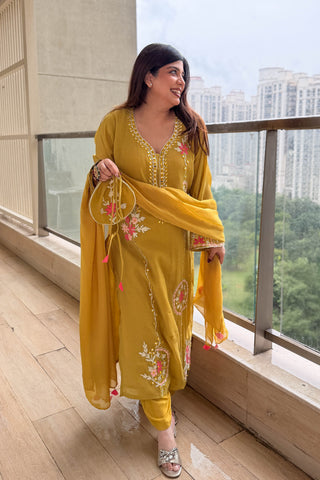 Arjani Floral Embroidered Long Suit Set