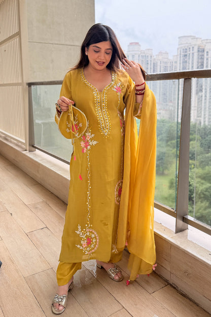 Arjani Floral Embroidered Long Suit Set